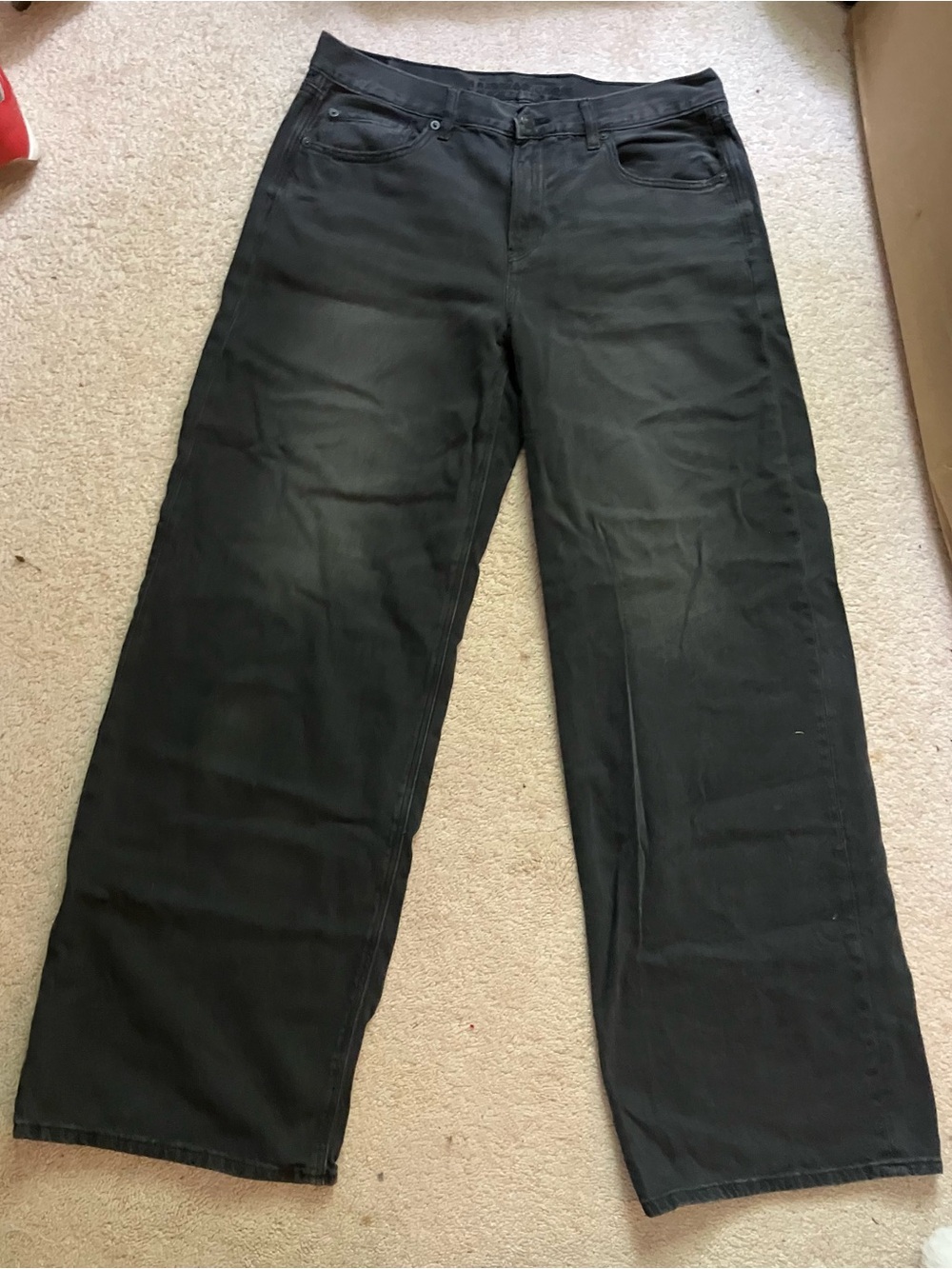American Eagle Women’s Mid-rise Baggy Jeans Dark Grey/Black wash